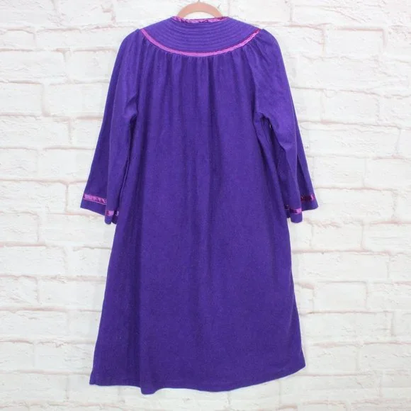 *Vintage Appel Womens Purple Polyester Snap Button Front Pockets Robe Size - Picture 5 of 8